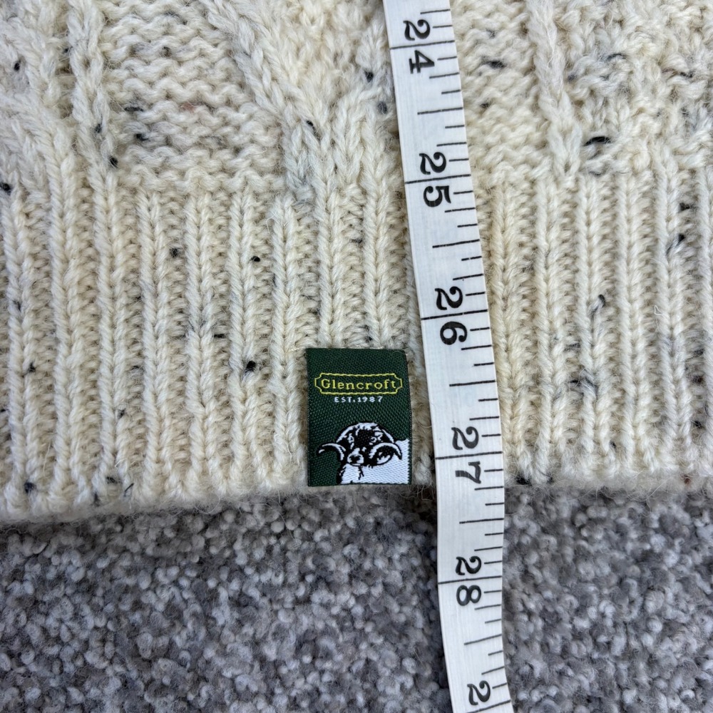 Glencroft Womens Large Pure Wool Sheep Landscape Cable Knit Sweater Made in UK - Picture 6 of 7